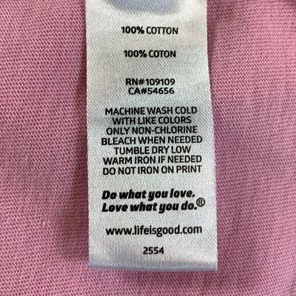 Life Is Good Graphic Tee/T-Shirt 100% Cotton Crew Neck Sz XXL Pink #339J - Picture 11 of 12